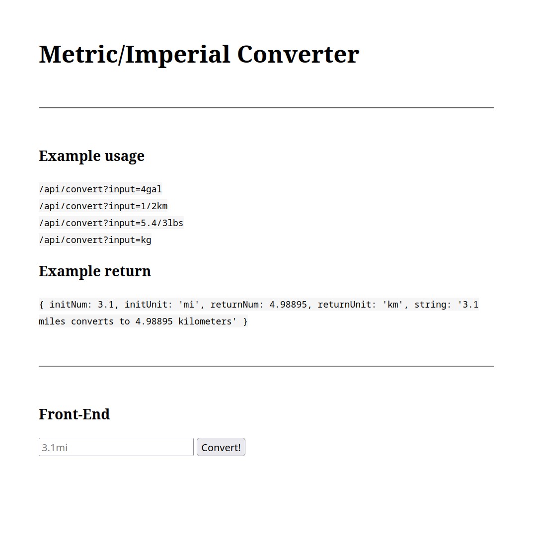 Metric/Imperial Converter